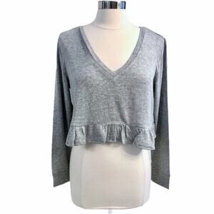 BB DAKOTA Ruffled v-neck crop sweater top Small NWT